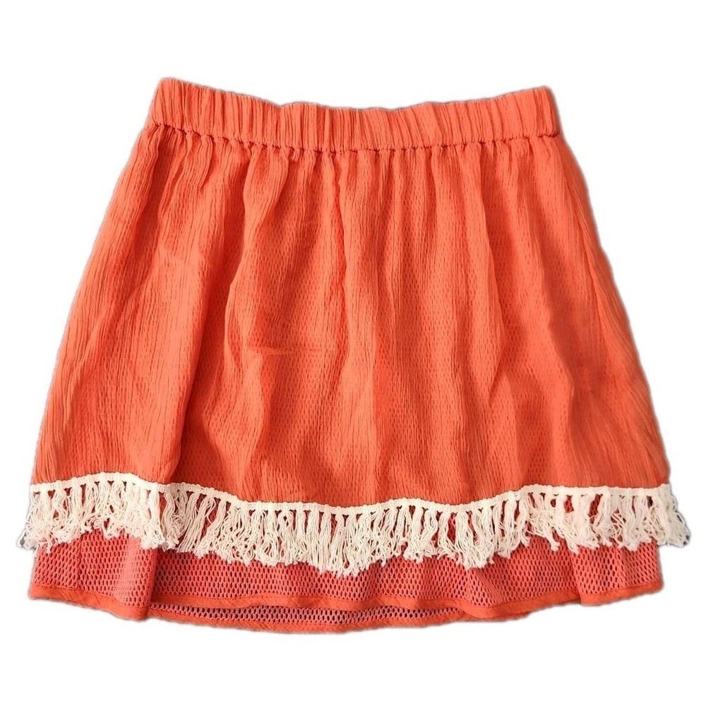 RAGA Anthropologie Skirt Sz‎ S Coral Mini Flowy Boho Bohemian Beach Festival NWT